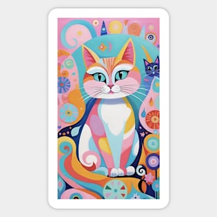 Feline Kaleidoscope: Abstract Cat Composition Sticker